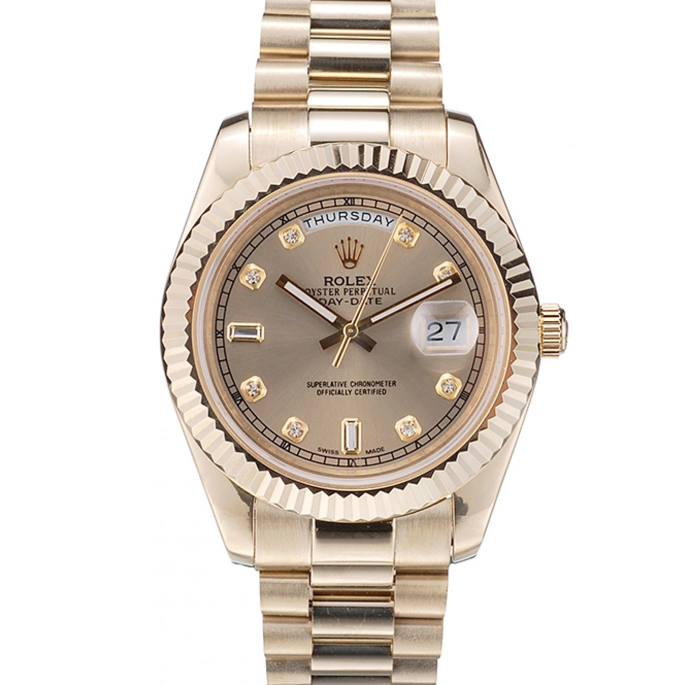 Aaa replica watch Bezel DayDate Gold Steel 41997 Gold Swiss Rolex Dial Ribbed Stainless 0518